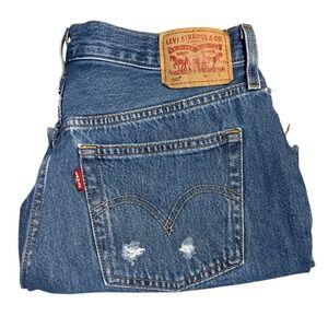 Levi Strauss 501 Denim Shorts Women's W29 Distressed Frayed Cutoff